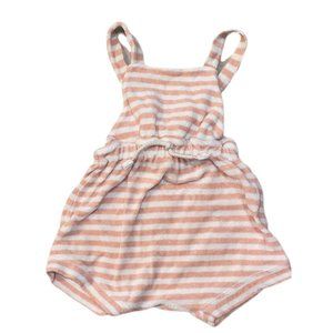 1+ In The Family Baby Girls Pink Striped Terry Romper Sz 12 M